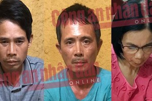 被拘押並起訴的另3名嫌犯范文勇（左起）、琴文章及裴氏金秋。（圖源：人民公安報）