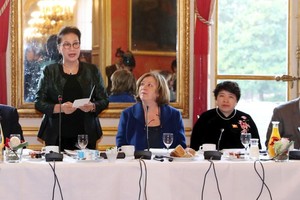 國會主席阮氏金銀會見法國企業和發表講話。（圖源：越通社）