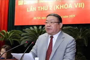 越南農民會中央執委會主席陶春聳主持會議並發表講話。（圖源：越通社）