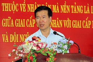 中央宣教部長武文賞在選民接觸會上發言。（圖源：范維）