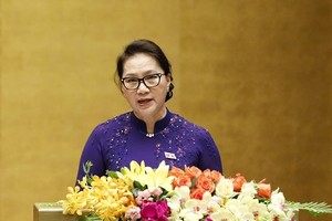 國會主席阮氏金銀在會議上致開幕詞。（圖源：玉勝）