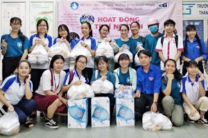 參與“愛心”慈善活動的市師範大學中文系大學生合照。