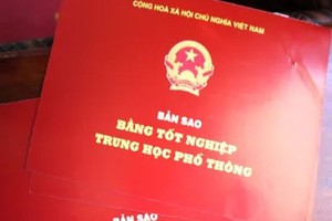 廣治省向化縣委日前已初步查明14名幹部使用假高中畢業文憑，正在審議並予以紀律處分。圖為高中畢業文憑。（示意圖源：互聯網）