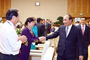 阮春福總理接見私營企業代表。（圖源：越通社）
