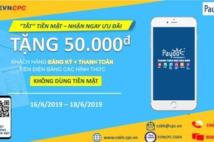 使用非現金支付電費獲優惠 5 萬元。（圖源：EVNCPC宣傳海報）