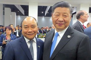 阮春福總理會見中國國家主席習近平。（圖源：越通社）