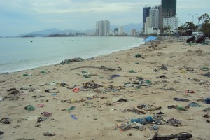 芽莊海灘上的垃圾。（圖源：互聯網）