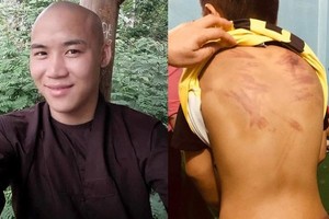 左圖：涉嫌“蓄意傷人”犯罪的嫌疑人梁越德被起訴；右圖：遭毒打虐待的男童T.V.Đ.K。（圖源：Zing）