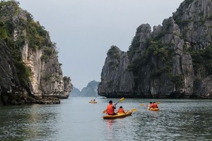 在下龍灣划艇。