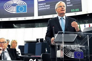 9月18日，英國脫歐事務談判的首席代表巴尼爾在位於法國斯特拉斯堡的歐洲議會上發言。 （圖源：AFP）