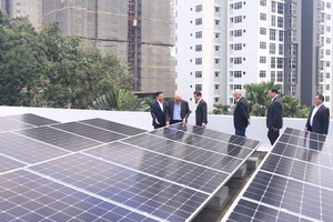 圖為當前在VSIP 1工業區安裝使用的太陽能電板。（圖源：霸山）