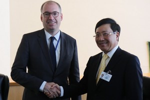 政府副總理范平明(右)與德國外交部國務卿進行雙方接觸。（圖源：越通社）