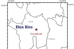 奠邊省發生里氏 3.3 級地震。圖中星號表示震中位置。（圖源：地球物理院）