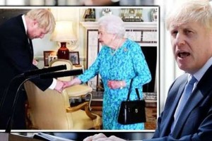 英國首相約翰遜與英女王伊麗莎白二世。（圖源：互聯網）