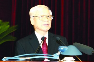 黨中央總書記、國家主席阮富仲在會上發表講話。（圖源：越通社）