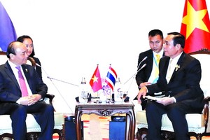 阮春福總理（左）會見泰國總理巴育。（圖源：越通社）