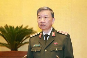 公安部長蘇霖大將在國會議事堂上發言。（圖源：Quochoi.vn）