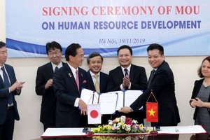 促進人力資源合作備忘錄簽署儀式。（圖源：孟勇）