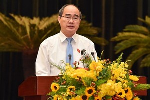 市委書記阮善仁發表指導意見。（圖源：越勇）