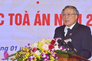 最高人民法院院長阮和平在會議上發言。（圖源：陲楊）