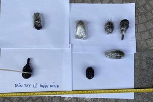 被扣留的涉案手榴彈。（圖源：越通社）