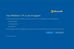 微軟(Microsoft)14日起停止為視窗操作系統Windows 7提供免費安全更新。（圖源：互聯網）