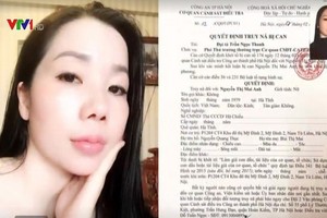 河內市公安廳對潛逃嫌犯阮氏梅英發佈通緝令。（圖源：VTV視頻截圖）