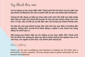 由市人委會副主席陳永線簽署一封致遊客的越、英雙語信函。（圖源：網站截圖）