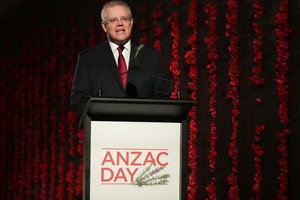澳洲總理莫里森發表紀念澳新軍團日演講。（圖源：AAP）