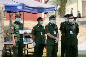 緬甸國防軍參加防疫工作。（圖源：AFP）
