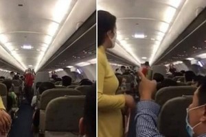 機上攪亂的乘客N.V.H被罰款1000萬元，禁坐飛機 1 年。（圖源：視頻截圖）