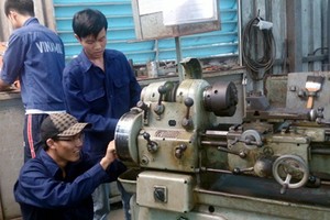 芹苴大學的大學生在研究技術。（圖源：丹芳）