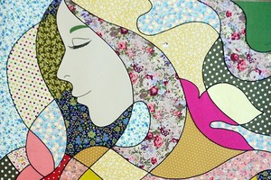 畫家阮秋玄的一幅拼布畫。