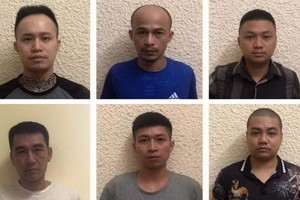 從上至下左起依次為陳山松、阮廷勇、王光成、阮世英、阮仲秀及黎黃龍。（圖源：警方提供）