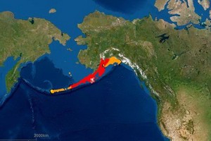 當地時間21日22時12分，美國阿拉斯加南部、太平洋板塊與北美板塊交界處發生多起地震。（圖源：NOAA ）