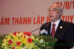 市委宣教處主任潘阮如奎在會上發言。（圖源：市黨部新聞網）