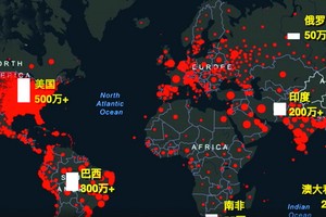 全球疫情地圖。（圖源：UNIAN）