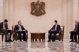 俄羅斯副總理鮑里索夫與敘利亞總統巴沙爾舉行會談。（圖源：SANA）