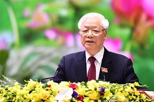 總書記、國家主席阮富仲在會議上致詞。（圖源：曰鐘）