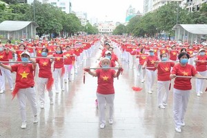 2020年“高齡者養生操集體演示”現場一隅。（圖源：玉安）