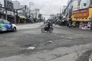 新修的黃晉發街又現坑窪。（圖源：L. Thương）