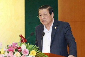 黨中央書記、中央肅貪指委會常務處副主任、中央內政部長潘廷擢在會議上發言。（圖源：越通社）