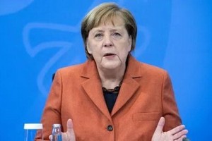 德國總理默克爾在記者會上。（圖源：互聯網）