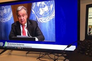 聯合國秘書長古特雷斯在氣候雄心峰會上致辭。（圖源：聯合國）