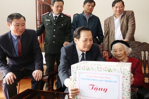 圖為去年勞動與榮軍社會部部長陶玉蓉（前中）受政府總理委託，向寧平省對革命有功者家庭贈送春節禮物。（圖源：志心）