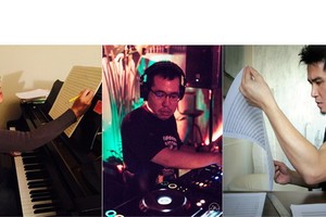 從左到右：音樂家克里斯多福‧王、陳友俊柏、宗室安。