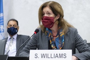 聯合國秘書長利比亞問題代理特別代表斯蒂芬妮‧威廉姆斯通過視頻會議宣佈這一委員會工作啟動。（圖源：聯合國）