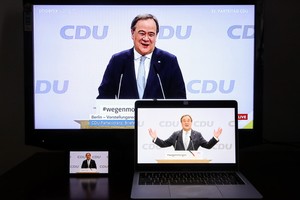 基督教民主聯盟（基民盟）當選主席阿明‧拉舍特在基民盟線上黨代會上講話。（圖源：新華社）