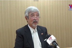 日本越南經濟研究院長森部博之回答記者訪問。（圖源：視頻截圖）
