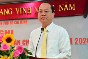 市委副書記阮胡海在會議上發言。（圖源：越勇）